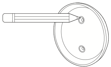 Illustration showing to use the mounting bracket as a guide to mark screw holes on the wall or ceiling.