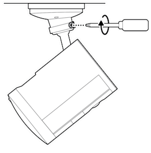 An example of tightening the ball joint on the camera by turning the screw on the ball joint in a clockwise motion with a screwdriver.