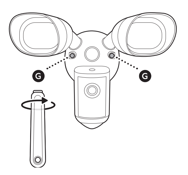 Illustration of how to remove the shank from the included screwdriver and use the handle to tighten the hex nuts. Then, cover with the included hex nut caps. 