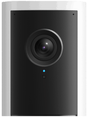 Ring Outdoor Cam Pro in provisioning, showing a solid blue light until boot-up is complete.