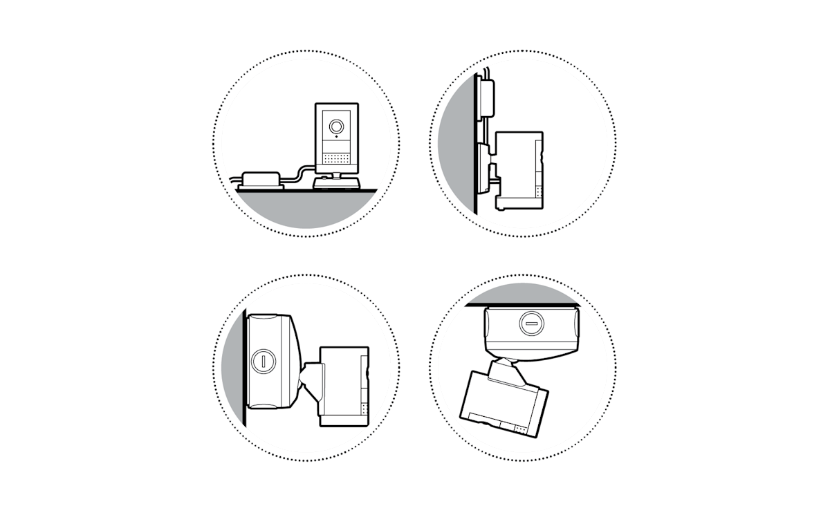 Illustration showing location options for installing PoE to USB-C Adapter.