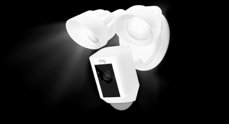 Floodlight Cam, Floodlight Cam Wired Plus, and Spotlight Cam siren is activated light pattern red light flashing.