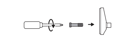 Illustration of a screwdriver with an arrow circling clockwise and a screw and arrow pointing toward the base of Outdoor Cam, showing securing the base.