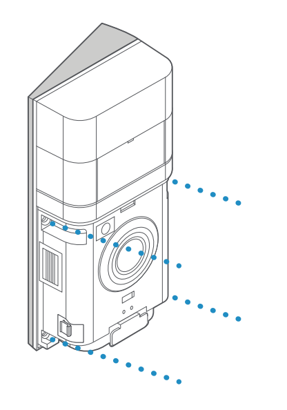 Illustration of mounting a battery-powered doorbell on a Corner Kit.